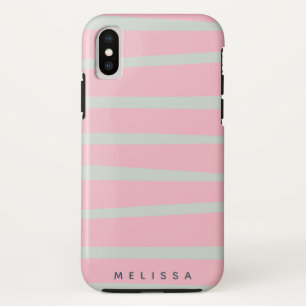 pastel modern wave stripes monogram iPhone x case