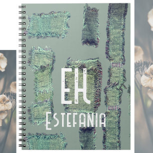 Pastel monogram abstract sage green olive modern notebook