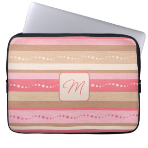 Pastel Monogram And Stripes Pattern Laptop Sleeve