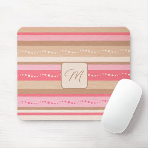 Pastel Monogram And Stripes Pattern Mouse Pad
