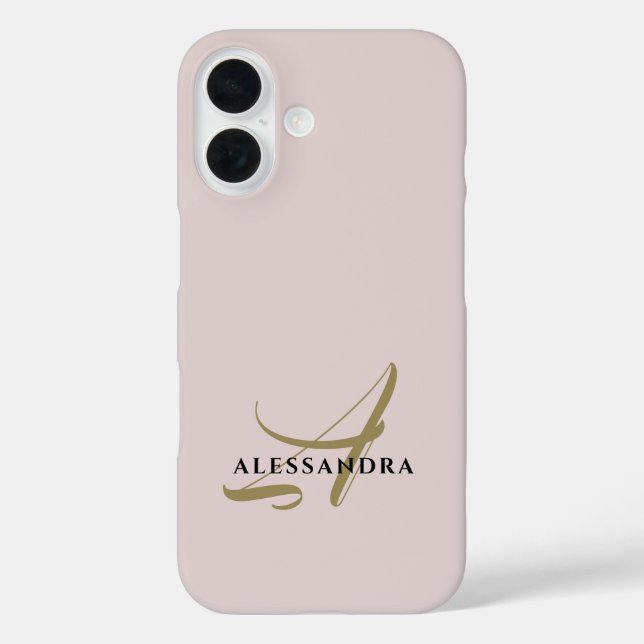 Pastel Monogram blush pink gold black minimalist  Case-Mate iPhone Case (Back)