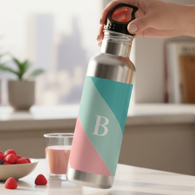 Pastel Monogram Colour Block 710 Ml Water Bottle (Creator Uploaded)