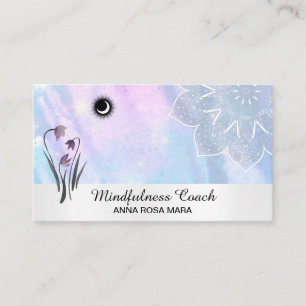 *~* Pastel Moon Lacey Mandala Foil Floral Business Card