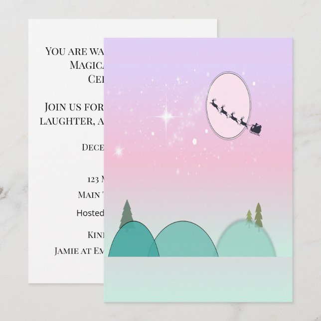 Pastel Moonlit Christmas Gathering Invitation (Front/Back)