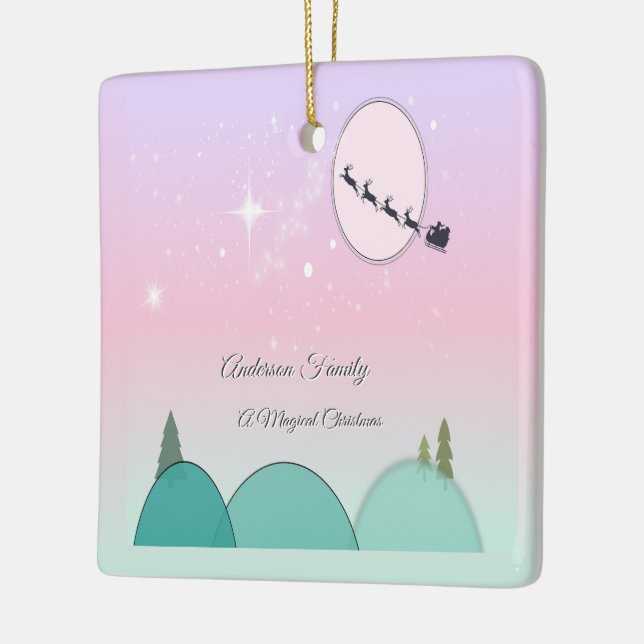 Pastel Moonlit Christmas Keepsake Glow Ceramic Ornament (Left)