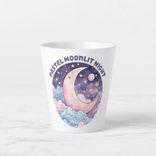 Pastel Moonlit Night – Dreamy Crescent Moon Latte Mug
