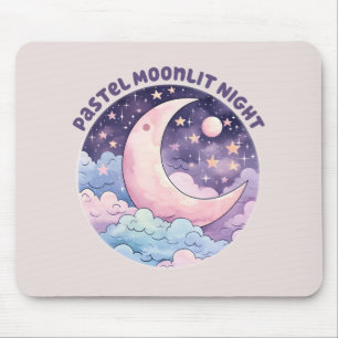 Pastel Moonlit Night – Dreamy Crescent Moon Mouse Pad