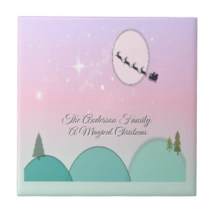 Pastel Moonlit Winter Reverie Ceramic Tile