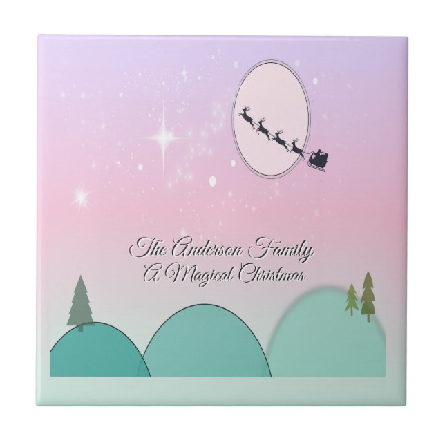 Pastel Moonlit Winter Reverie Ceramic Tile (Front)