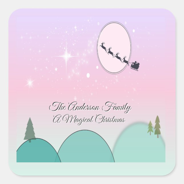 Pastel Moonlit Winter Whimsy Square Sticker (Front)