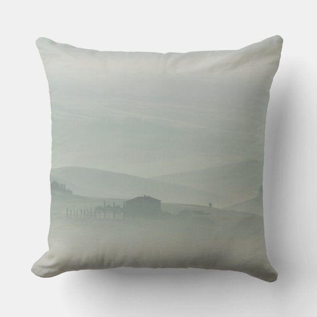 Pastel morning in foggy Tuscany Cushion (Front)