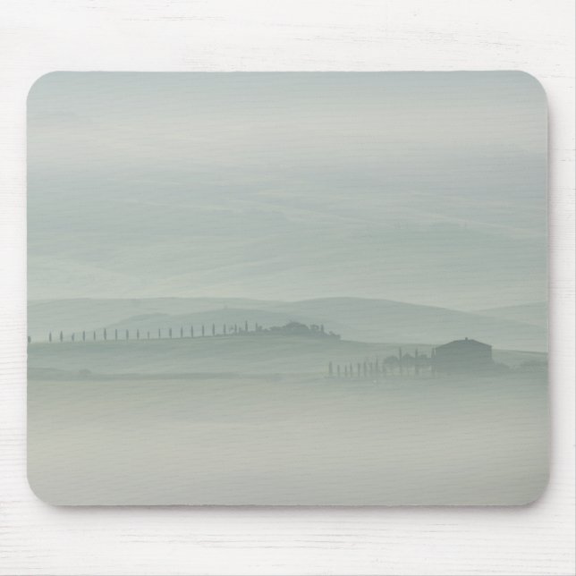 Pastel morning in foggy Tuscany Mouse Pad (Front)