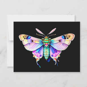 Pastel Moth, watercolor style, Postcrossing Postcard