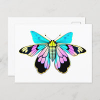 Pastel Moth, watercolor style, Postcrossing