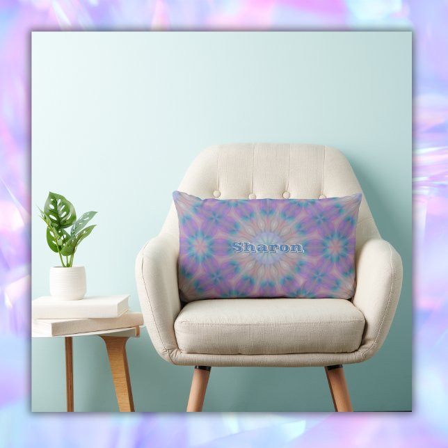 Pastel Mother of Pearl Pattern Name Monogram | Lumbar Cushion (Creator Uploaded)