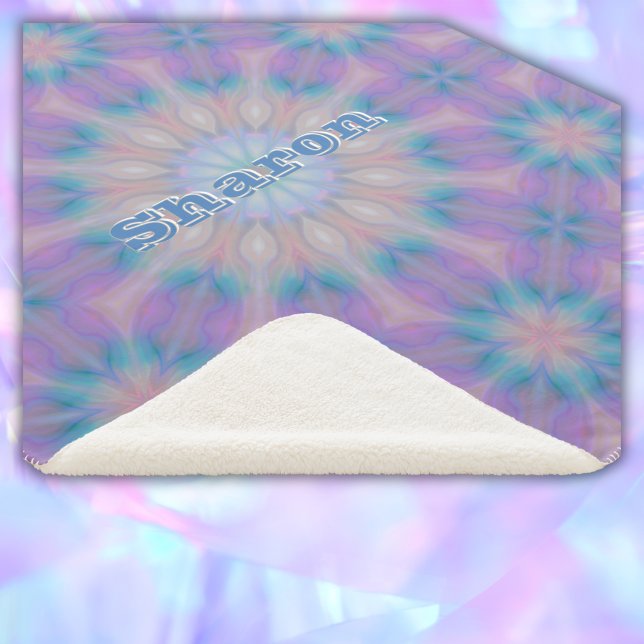 Pastel Mother of Pearl Pattern Name Monogram | Sherpa Blanket (Creator Uploaded)
