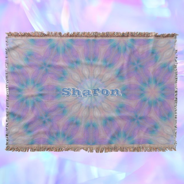 Pastel Mother of Pearl Pattern Name Monogram | Throw Blanket (Creator Uploaded)