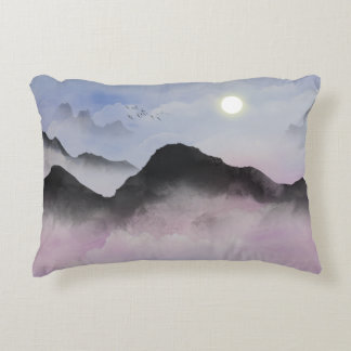 Pastel Mountain Silhouettes | Minimalist Nature  Decorative Cushion