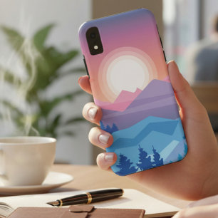 Pastel Mountain Sunset Abstract iPhone XR Case