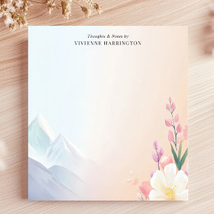 Pastel Mountains Floral Scenery Personalised Name Notepad