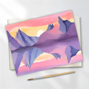 Pastel Mountains   Watercolor Sky Postcard
