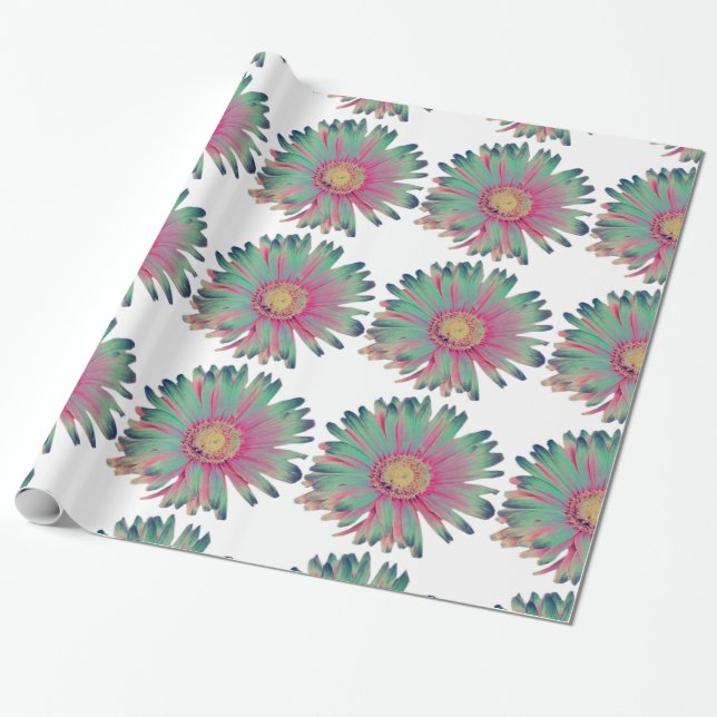 Pastel Multi Colour Daisy Wrapping Paper (Unrolled)