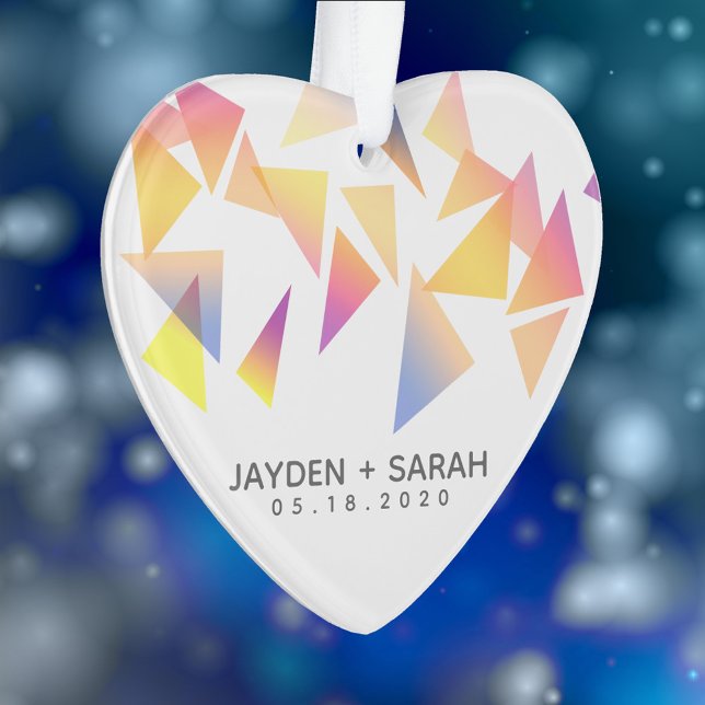 Pastel Multi-Coloured Confetti White Wedding Ornament (Elegant Pastel Multi-Colored Confetti White Wedding Acrylic Ornament Cover Photo.)