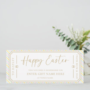 Pastel Multi Stripe Happy Easter Gift Voucher Card