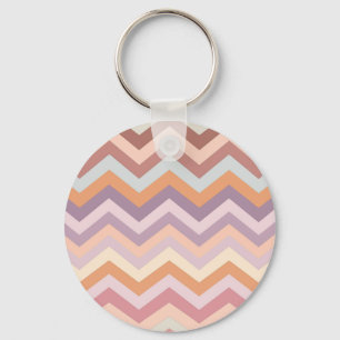 Pastel Multicolor Chevron Zigzag Boho Geometric Key Ring