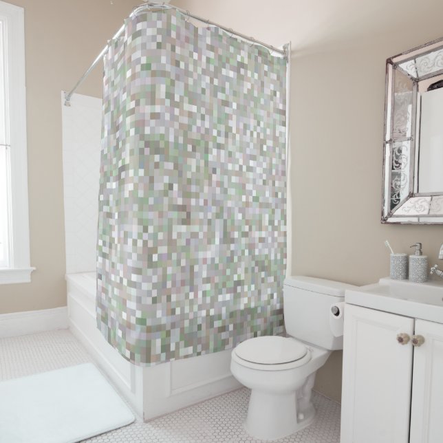 Pastel Multicolored Pattern Shower Curtain (In Situ)
