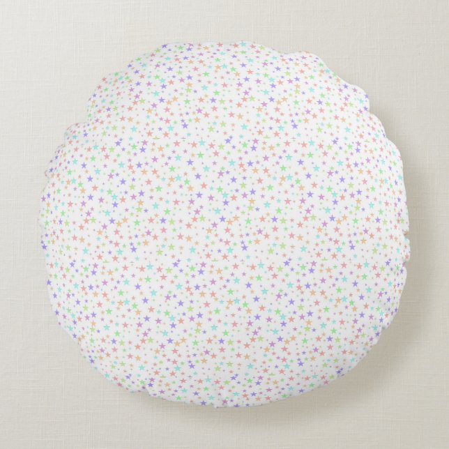 Pastel Multicolored Stars Round Cushion (Front)