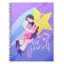 Pastel Music-Themed Cover with Star & Cute Girl