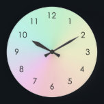 Pastel Muted Gradient Ombre Rainbow  Large Clock<br><div class="desc">Beautiful digital watercolor pink purple peach yellow blue muted gradient ombre design. Simple,  calm,  relaxing and glam,  boho,  chic modern yoga mat. Gradient gift. Personalised Gradient gifts. Personalised Gradient yoga gifts Design is available on different yoga products,  see in the collection.</div>