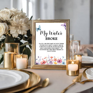 Pastel my water broke Baby Baby Shower Game sign