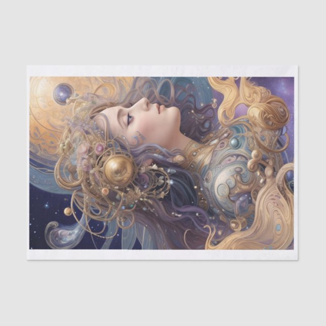 Pastel Mystical Woman Decoupage Tissue Paper  (Front)