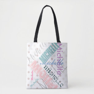 Pastel Name Polka Dot Tote Bag