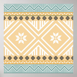 Pastel Native Fabric Seamless Pattern, Thai Nativ Poster