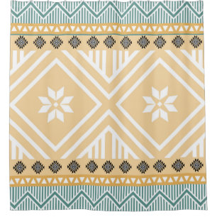 Pastel Native Fabric Seamless Pattern, Thai Nativ Shower Curtain