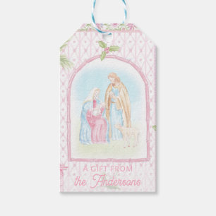 Pastel Nativity   Baby Jesus in a Manger Gift Tags
