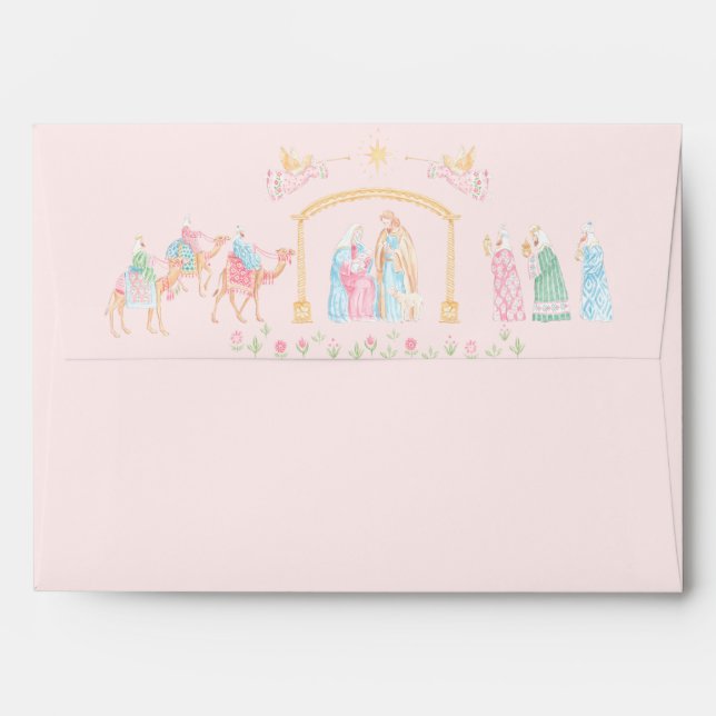 Pastel Nativity Christmas Envelope (Back (Top Flap))