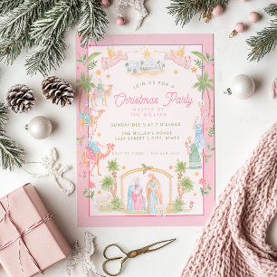 Pastel Nativity Christmas Party Invitation