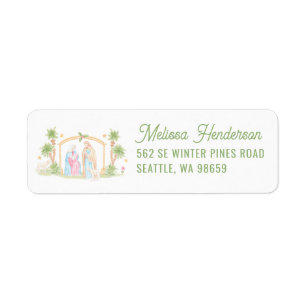 Pastel Nativity Christmas Return Address Label