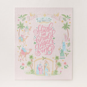 Pastel Nativity Folded Christmas Card Jigsaw Puzzle