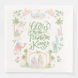 Pastel Nativity   Glory to the Newborn King Napkin