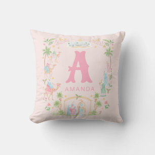 Pastel Nativity Monogram Cushion