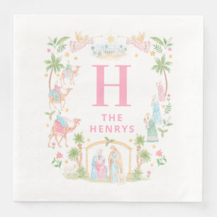 Pastel Nativity Monogram Napkin