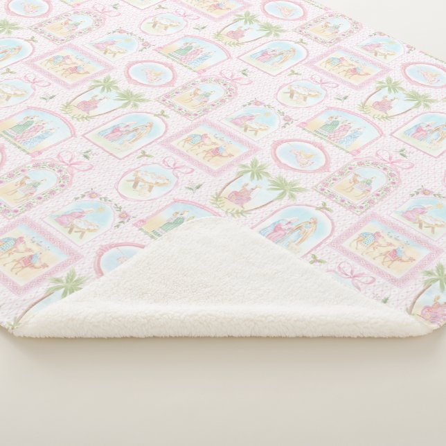 Pastel Nativity Scenes Sherpa Blanket (3/4)