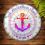 Pastel Nautical Anchor and Family Name Custom Dartboard<br><div class="desc">Classy,  trendy,  pretty pastel nautical theme with your family name and date established.</div>