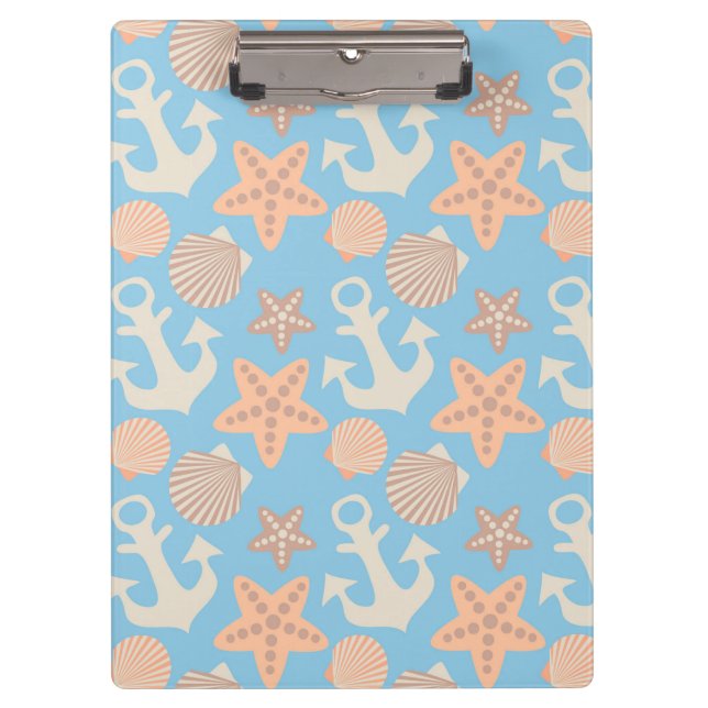 Pastel Nautical Pattern Clipboard (Front)