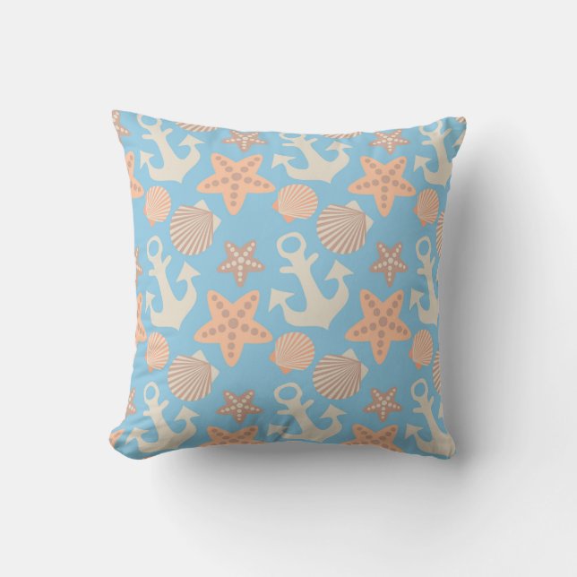 Pastel Nautical Pattern Cushion (Front)